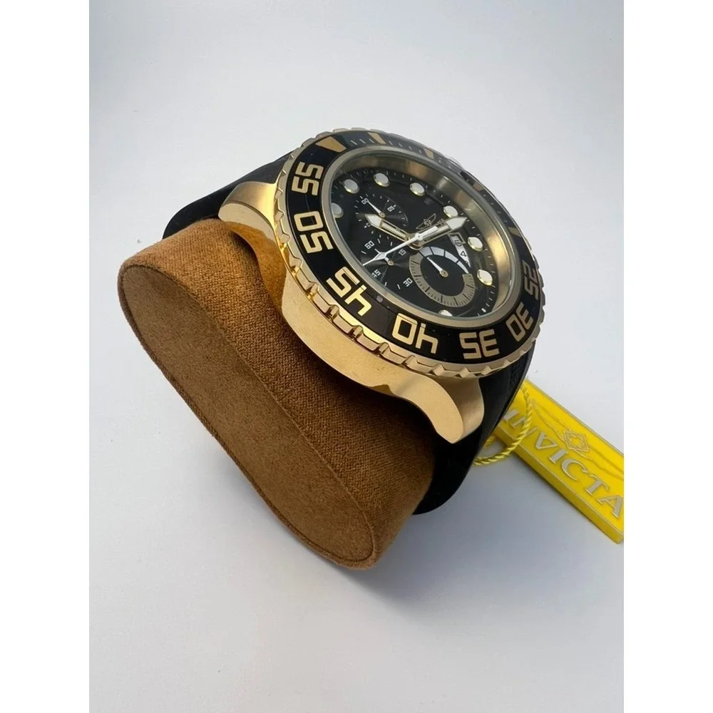 #W032 Invicta Pro Diver 19245 Quartz Chronograph 51mm Black Gold Men's Watch